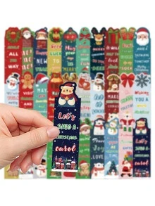 10pcs/Set Christmas-Themed Paper Label Cards, Featuring Santa Claus, Reindeer, Bows, Christmas Trees, Snowflake Lights, Christmas Decoration Cards, Christmas Bookmarks, Perfect For DIY Label Bookmarks, Christmas Gifts, And Presents. - Multicolor - View 9
