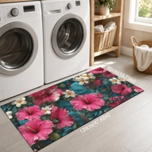 1pc, Floral Pattern Printed Diatomaceous Earth Kitchen Mat, Absorbent Kitchen Floor Mat, Kitchen Rug, Long Strip Foot Mat, Sink Front Mat, Suitable For Kitchen, Bathroom, Entryway, Hallway, Laundry Room And Home Decor - Multicolor - View 12