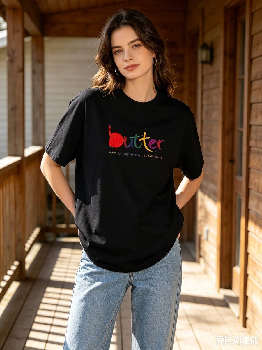 Butter Graphic Goods T Shirt Ladies T Shirt Y2k Men T Shirt - BJ34452-黑色 - 查看 1