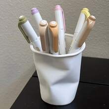 1pc 3D Printed Crumpled Paper Cup Shaped Pen Holder Storage, Fashionable Stationery Organizer, Fun Desktop Decor Gift For Classroom And Office, Creative Student Desk Organizer, Piggy Bank, Home Decor - Multicolor - View 2