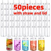 25/50pcs, 16oz Single-Layer Clear Plastic Cups With Straw And Lid. Portable, Durable, And Reusable Coffee Cups, Camping Mugs, Juice Bottles. Suitable For Weddings, Parties, Office, Everyday Use, Teacher's Day, Mother's Day, And Graduation Season. - 透明/50pcs - 查看 2