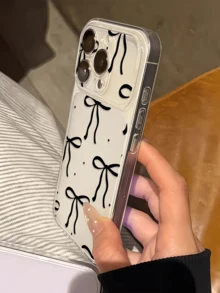 1件透明極簡黑點蝴蝶結個性化TPU防震全包手機殼，適用於Apple 17 16 15 14 13 12 11 Pro Max保護殼 Air - 彩色 - 查看 4