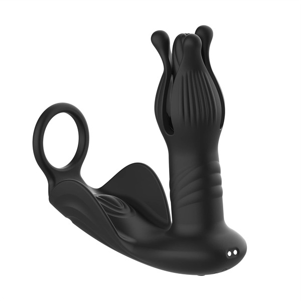 Male Toy Anal Plug, Prostate Massager, Anal Dilator, Delay Ring, Featuring 9 Anal Dilation Modes + 9 Thrust Modes + 9 Vibration Modes, SM Sex Toy, Suitable For Male Couples