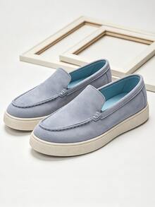 Men's Casual Shoes Suede Loafers Classic British Style Lightweight Soft Flat Shoes - Blue - View 13