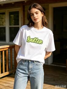 Butter Graphic Goods T Shirt Ladies T Shirt Y2k Men T Shirt - BJ34453-白色 - 查看 1