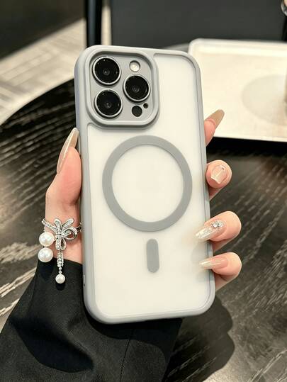 1pc Magnetic Matte Phone Case, Compatible With IPhone 13 15 14 16 17 11 12 Pro Max Plus, Shockproof Anti-Drop, Matte Spray Painted Skin-Friendly Touch, PC+TPU Protective Phone Shell