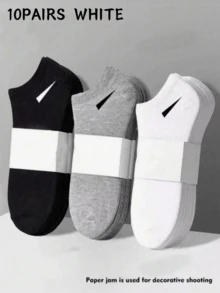 15 Pairs Unisex Socks, Sports Socks, White/Black/Gray Short Socks, Invisible Socks, Solid Color Minimalist Fashion, Suitable For Casual Daily Wear - Multicolor - View 6