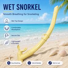 1pc Black PVC Wet Snorkel, Curved Design With Mask Clip, Comfortable Mouthpiece, Snorkeling Swimming Diving Gear - Yellow - View 1