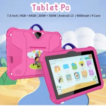4GB RAM + 64GB ROM / 7-Inch Tablet / Quad-Core 1.3GHz / Android 13 MTK6735 / 1280x800 HD IPS Display / 2MP+5MP Camera / 4000mAh Battery / WiFi, Parental Control, Education, Games / ABS Plastic + Silicone, Educational Tablet - Pink - View 4