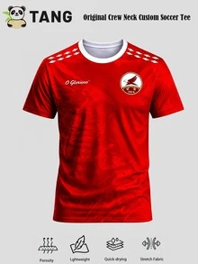 Men Custom Lisbon Glorioso Print Soccer Jersey, Personalized Name Number Football Shirt Fan Gear Training Daily Gift - Red - View 9