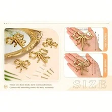 1/2pcs Gold Elegant Bow Metal Wall Hooks, Exquisite Painted Craftsmanship, Sturdy And Durable, No-Drill Convenient Wall Storage, Can Hang Keys, Hats, Clothes, Suitable For Entryway, Living Room, Bedroom, Bathroom, Princess Room Decoration, Simple And Highly Attractive, Home Wall Organization Essential - Multicolor - View 4
