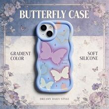1pc Colorful Gradient Cute Butterfly Star Pink Purple Blue Girls, Macaron Color Fresh Wave Shape Cream Style, Suitable For Android/GALAXY/A/S/14/15/16/17/36/25/26/57/55/56/FE/ULTRA/NOTE/13/POCO/X/Transsion/HOT/SPARK/POP/SMART/40/50/60/RENO/C/Honor/LITE/X9C/E/G/V/Phone Case - Multicolor - View 2