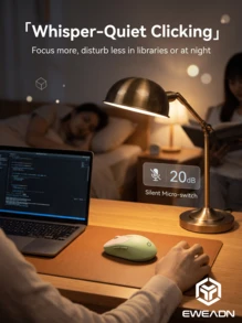 EWEADN Q5 2.4G+Bluetooth Dual-Mode Mouse Nirkabel Senyap, Indikator Baterai, 2400 DPI, Ringan dan Portabel, Cocok untuk Laptop/PC, Mendukung Mac OS, Windows, Linux, Ideal untuk Perpustakaan, Belajar, dan Penggunaan Kantor. - View 2