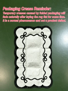 1pc Black & White Bow Faux Cashmere Rug, Girl Style Wavy Edge Bow Pattern, Suitable For Bathroom, Entryway, Bedroom, Hallway, Dressing Room, Bathroom Mat, Door Mat. Asymmetric Size, Cutting Error 1-5cm, Holiday Gift, Washable Carpet - contracted design - View 8