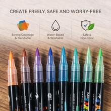 12/24/36/48/60 Colors Art Direct-Liquid Acrylic Marker Set Brush Marker Pens For Wood Rock Painting, Sketching Coloring Gift For Back To School - Multicolor - View 3