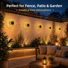 2 Pack Solar Outdoor Projection Lights, Colorful Mandala Pattern Solar Wall Lights, Decorative Projector Lamp, Solar Powered Outdoor Atmosphere Lighting for Patio, Fence, Garden, Yard, Walkway Decor - Dorado - Ver 2