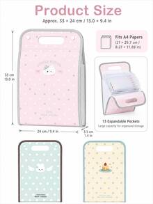 1pc Polka Dot A4 Expanding File Folder, Portable Handheld Accordion Document Organizer With Transparent Inserts, Large Capacity Exam Paper Storage Bag For Students, School Supplies, Folders For School - Multiple Options Available - View 6