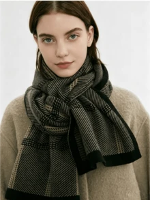 1pc Thickened Autumn/Winter Scarf, Stylish Knitted Woolen Scarf, Soft Warm Neck Warmer, Windproof Thickened Scarf - Multicolor - View 9