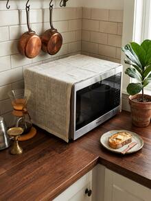1pc Minimalist Striped Microwave Cover, Multi-Functional Appliance Dust Cover Kitchen Cloth - Rolled Edge Style - View 1
