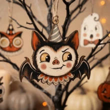 2pcs/3pcs/4pcs/5pcs/6pcs Mini Halloween Decorative Pendants, Cartoon Style Halloween Home Decor, Suitable For Decorating Small Trees, Halloween Indoor Atmosphere, Includes Cute Ghost, Pumpkin, Black Cat And Skeleton Elements - Multicolor - View 6