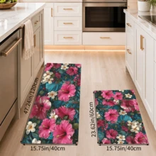 1pc, Floral Pattern Printed Diatomaceous Earth Kitchen Mat, Absorbent Kitchen Floor Mat, Kitchen Rug, Long Strip Foot Mat, Sink Front Mat, Suitable For Kitchen, Bathroom, Entryway, Hallway, Laundry Room And Home Decor - Multicolor - View 11