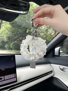 1pc 3 Axela CX30 CX5 CX50 Xingye Car Key Cover Silver Edge Personalized Pearl Bow Protective Shell Elegant Pearl Mesh Hanging Ring Mini Wind Chime Pendant CX-4 Atenza Next Gen CX-5 Xingye CX-30 Side 3-Button TPU Key Protective Shell - A - View 2