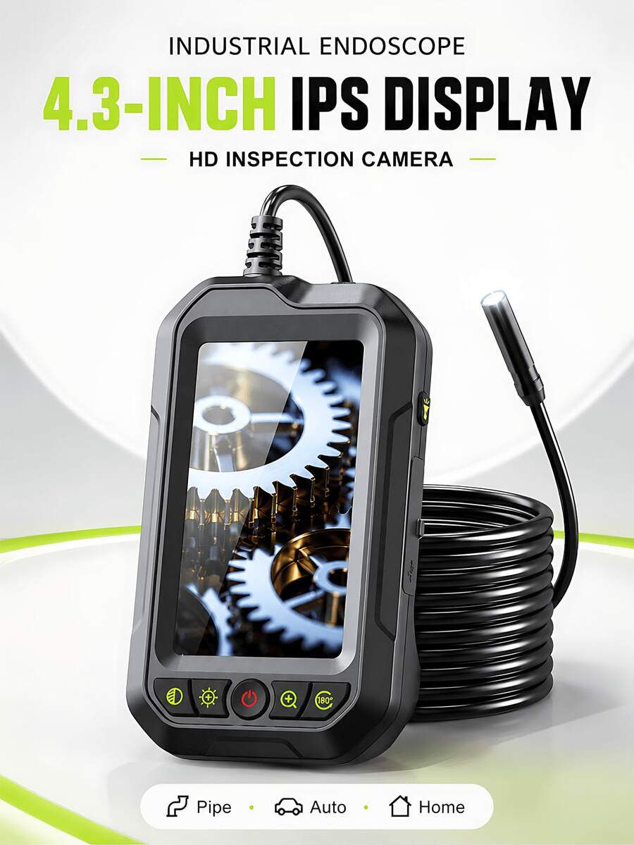 كاميرا منظار صناعي، شاشة IPS مقاس 4.3 بوصة، مقاومة للماء IP67، بطارية 2600mAh قابلة للشحن عبر Type-C، كابل بطول 1 متر/3.28 قدم، مع مغناطيس وخطاف ومرآة جانبية، مناسبة لفحص الأنابيب وإصلاح السيارات وأنظمة HVAC وتشخيص السيارات، جهاز للرجال