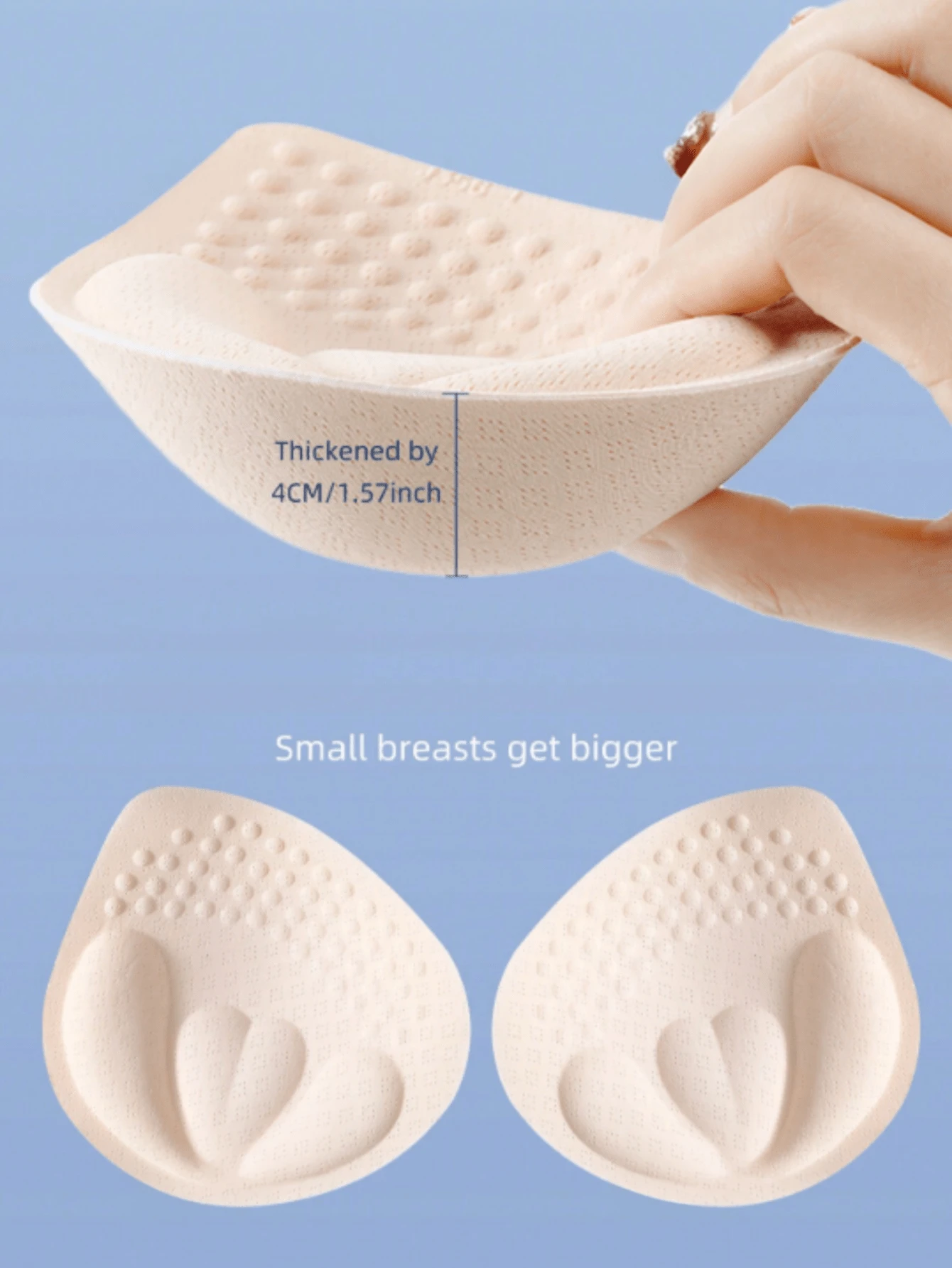 1 Pasang Bantalan Bra yang Dapat Dilepas dan Dicuci, Tebal 4cm, Bantalan Payudara Kecil, Aksesori Bra untuk Menambah Ketebalan Bantalan - Aprikot - View 1