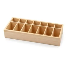 1pc Wooden Multi-Compartment Desktop Storage Box, Open-Top Storage Tray, Suitable For Cosmetics, Jewelry, Office Supplies, Craft Tools And Small Accessories - Apricot - View 7
