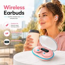 Auriculares para dormir para personas que duermen de lado, auriculares inalámbricos intraurales mini con control de botón físico, pantalla LED de batería, ligeros y cómodos, equipados con estuche de carga compacto, adecuados para dormir, viajar y uso diario, batería integrada de 150mAh - Ver 3