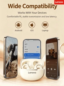 Lenovo 蓝牙耳机，夹式运动耳塞，蓝牙5.4，超低延迟游戏模式，佩戴稳固，防水防汗，超长续航，兼容苹果和安卓设备 - 查看 2