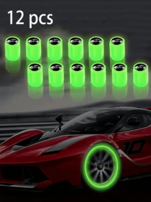 12/8 Pcs Fluorescent Tire Valve Caps - Flash Tire Hats, Automotive Tire Decorations, Light Up Your Car With These Unique Car Gifts, A Must-Have For A New Car, A Gift For A New Car,The Car Tire Valve Cap And Motorcycle Valve Core Emit Light. - Multicolor - View 2
