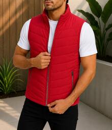 HPC POLO Men's Casual Vest, Lightweight, Comfortable - 紅色 - 查看 2