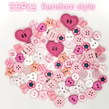 10/18/26/35/48/55/66/78/89/98Pcs Pink Resin Buttons, Heart, Rabbit, Flower, Starfish Multiple Styles, Suitable For Handmade DIY Cream Glue, Hair Clips, Keychains, Clothing Decoration, Fabric Crafts, Soft Color Versatile, Handmade Filler Accessories, Random Styles. - Multicolor - View 16