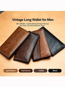 Dompet Tangan Pria Gaya Vintage untuk Bisnis, Dompet Koin dan Kartu, Dompet Genggam - MultiWarna - View 1