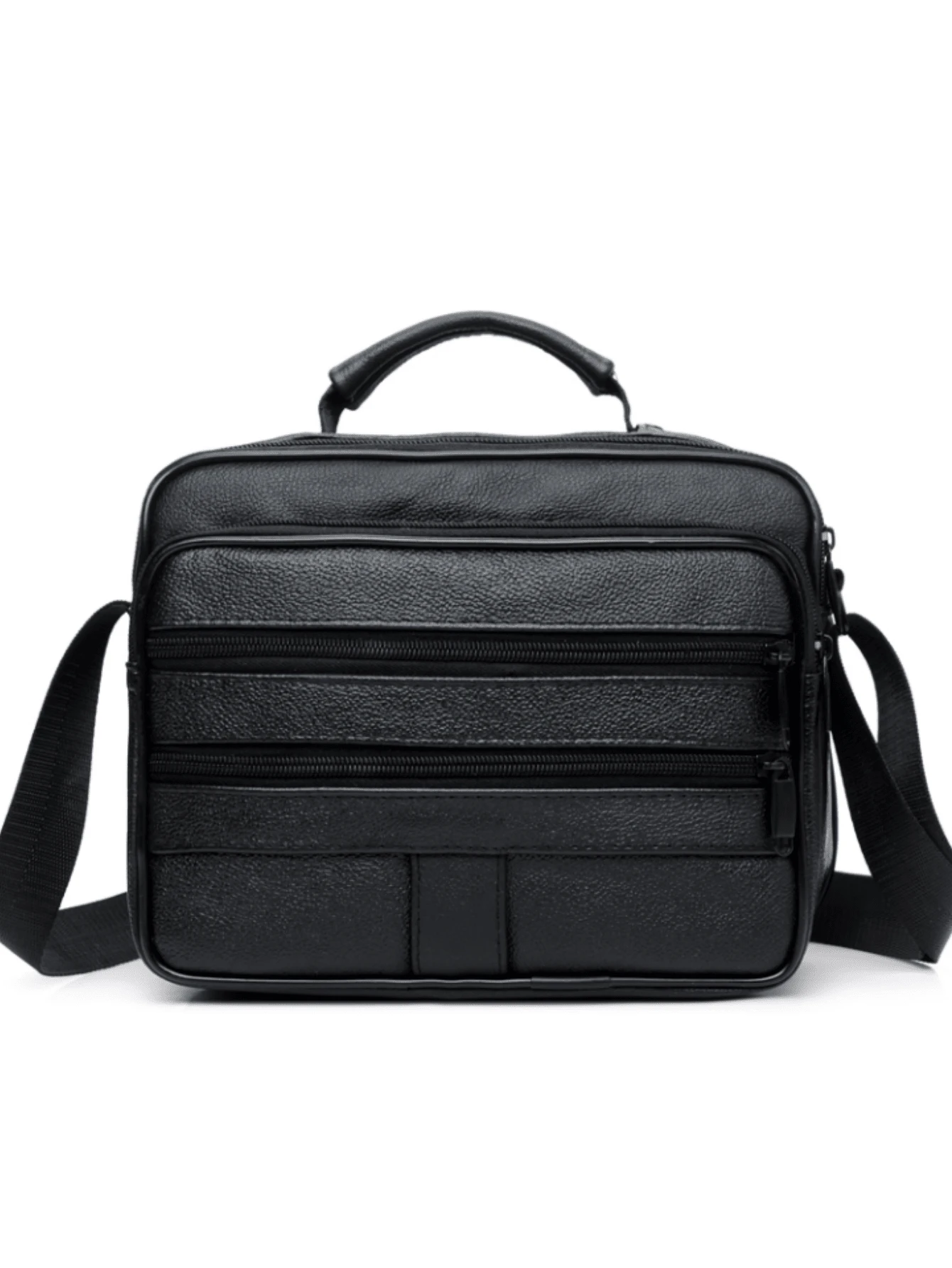Wear-Resistant PU Leather Crossbody Bag For Men, Multi Independent Zipper Pockets Large Capacity Storage, Fits Smartphone Wallet Mini Tablet - Multicolor - View 1