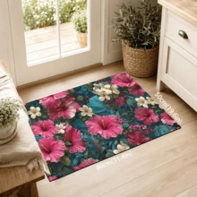 1pc, Floral Pattern Printed Diatomaceous Earth Kitchen Mat, Absorbent Kitchen Floor Mat, Kitchen Rug, Long Strip Foot Mat, Sink Front Mat, Suitable For Kitchen, Bathroom, Entryway, Hallway, Laundry Room And Home Decor - Multicolor - View 9
