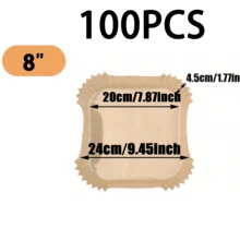 100/50/25pcs Disposable Square Air Fryer Liners, 6 Inch And 8 Inch Optional, Oil-Proof Non-Stick Baking Paper, Suitable For Cooking, Grilling, Outdoor Picnic, Kitchen And Baking Essentials - Square - View 14