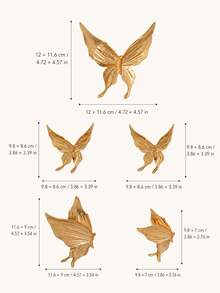 5pcs Gold Butterfly Wall Decor Set, 3D Butterfly Wall Hanging Ornaments, Elegant Modern Wall Art For Living Room, Bedroom, Entryway, Hallway, Office, Boutique, DIY Home Decoration, Housewarming Birthday Gift - Multicolor - View 13
