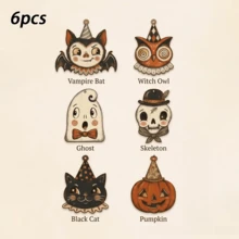 2pcs/3pcs/4pcs/5pcs/6pcs Mini Halloween Decorative Pendants, Cartoon Style Halloween Home Decor, Suitable For Decorating Small Trees, Halloween Indoor Atmosphere, Includes Cute Ghost, Pumpkin, Black Cat And Skeleton Elements - Multicolor - View 10
