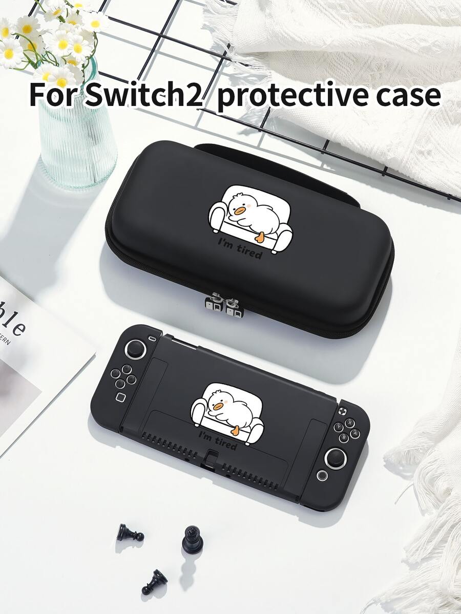 New Switch 2 (2025) 遊戲主機配件 1件裝 疲憊鴨圖案保護殼,相容於 Switch 2、Switch NS/Switch OLED/Lite,Switch 遊戲主機配件收納袋保護套,適合 Switch 玩家的浪漫禮物 - 彩色 - 查看 1