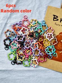Flower-Shaped Spring Clasp, Colorful Enamel Metal Keychain Clip With Open Ring, DIY Jewelry Accessories Pendant Charm - Multicolor - View 12