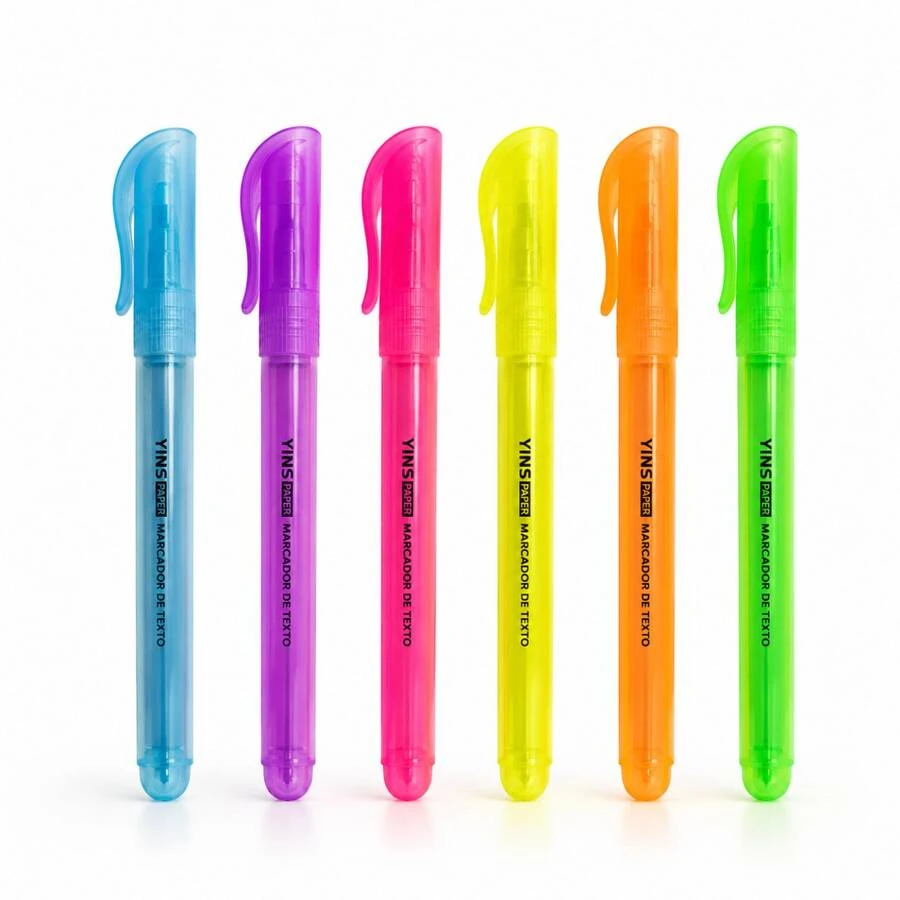 Kit 6 Marca Texto Neon Fluorescente Ponta Bisel Cores Vivas Azul Rosa ...