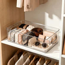 Transparent Stackable Storage Organizer Box With Built-In Handle, Clear PET Storage Tray, Suitable For Refrigerator, Cabinet, Bathroom Vanity, Office Desk, Home Countertop Storage - Multicolor - View 4