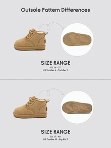 Balabala Children's Lace-Up Snow Boots, Toddler Fleece Lining, Non-Slip Warm Short Ankle Boots, Winter Shoes - Camel - View 9