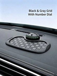 All-In-One Car Dashboard Storage Non-Slip Mat, Adjustable Spring Phone Holder, Fluorescent Hidden Parking Card, Plaid Non-Slip Car Dashboard Mat, Scratch-Resistant Easy Installation Car Accessories, Can Hold Phone, Keys, Glasses, Ornaments, Suitable For Most Car Models - A - View 10