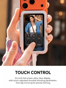 Insta360Snap Smartphone Selfie Screen Magnetic Rear-Mounted Monitor Wireless Image Transmission For Live Streaming Vlog Multi-Functional Dual Screen Compatible With Android And IOS - White - View 1