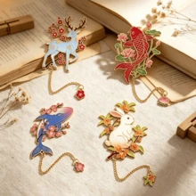 1Piece Retro Hollow Metal Animal Bookmark Vintage Chinese Style Page Marker For Reading Students School Gift Use - Style 1 - View 1