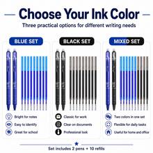 Retractable Erasable Gel Pen Set, 2 Refillable 0.5 Mm Pens With 10 Replacement Ink Refills, Smooth Writing And Clean Erasing Pens For Students, School, Office, Homework, Note Taking, Journaling And Daily Use, [Blue/Black/Mixed Ink] - Multicolor - View 9