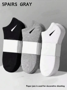 15 Pairs Unisex Socks, Sports Socks, White/Black/Gray Short Socks, Invisible Socks, Solid Color Minimalist Fashion, Suitable For Casual Daily Wear - Multicolor - View 24